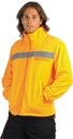 Chaqueta Forro Polar de color naranja flúor reflectante de Alta Visibilidad con banda Reflectante cierre de cremallera central y cuello alto para el frío, personalizable con logo de empresa en uniforma - TC4040