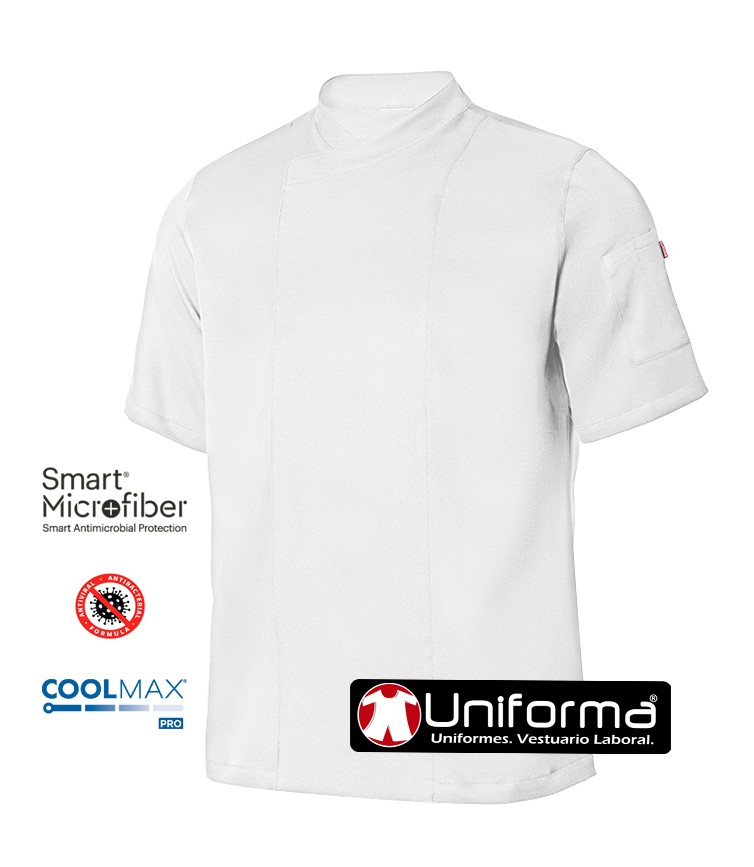 Chaqueta de Cocina Botones Automáticos Microfibra Blanca Uniforma - V405209