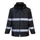 Chaqueta Chubasquero impermeable con capucha de color Negro con  Bandas Reflectantes de alta visibilidad - PF440