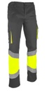 Pantalón de trabajo reflectante de alta visibilidad con amarillo flúor, con bandas reflectantes más anchas, reforzado, resistente, con costura triple y refuerzo de culera, personalizable en Uniforma.  - PR6020
