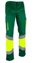 Pantalón de trabajo reflectante de alta visibilidad con amarillo flúor, con bandas reflectantes más anchas, reforzado, resistente, con costura triple y refuerzo de culera, personalizable en Uniforma.  - PR6020