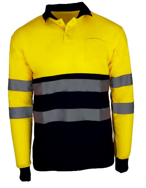 Polo Alta Visibilidad Manga Larga Marino amarillo - PR5642