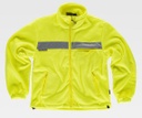 Chaqueta Forro Polar de color amarillo flúor reflectante de Alta Visibilidad con banda Reflectante cierre de cremallera central y cuello alto para el frío, personalizable con logo de empresa en uniforma - TC4040