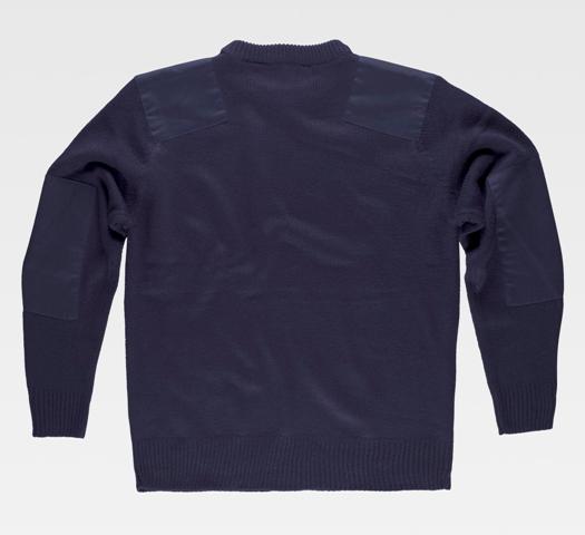 Jersey de trabajo de punto de cuello redondo con tejido de refuerzo en hombros y codos, de color marino, personalizable con logo de empresa en Uniforma  - TS5500
