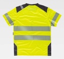 Camiseta Alta Visibilidad Reflectante Amarilla fluor homologada con bandas reflectantes discontinuas segmentadas de manga corta en tejido técnico transpirable- TC9241