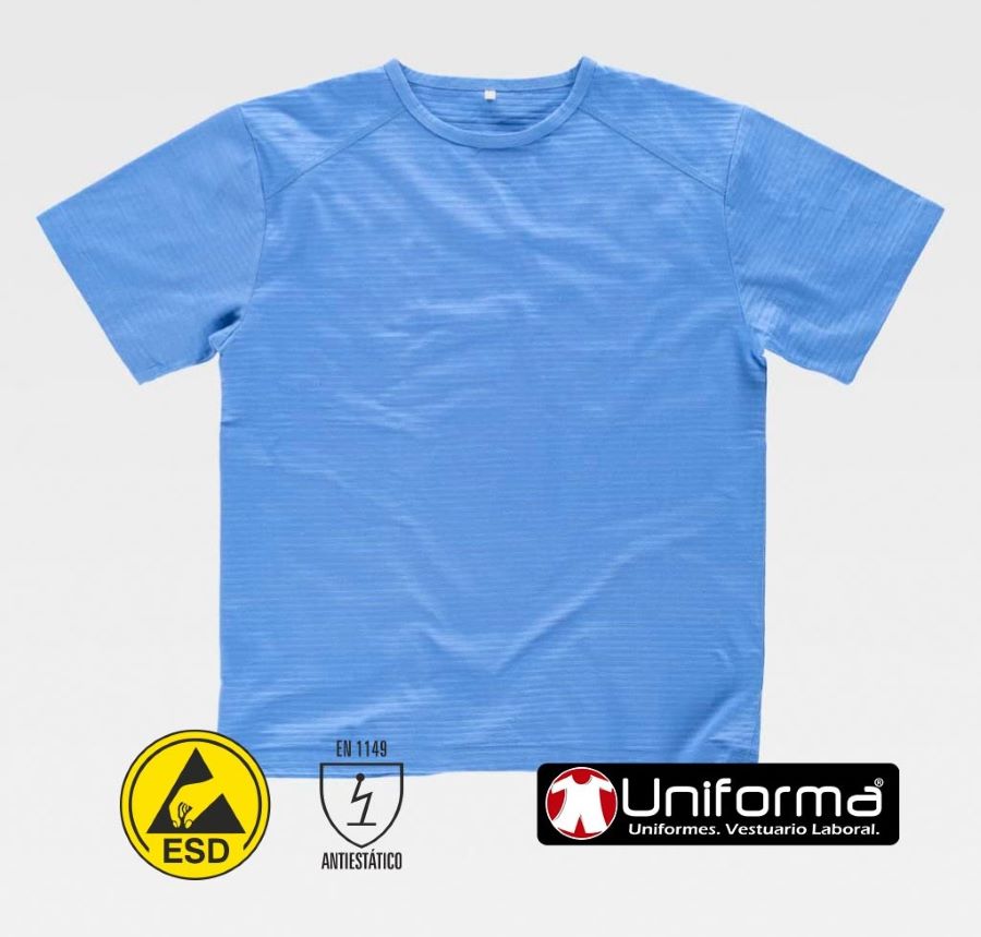 Camiseta Antiestática Disipativa ESD con fibra de carbono para  disipar la carga electroestática - TS6090