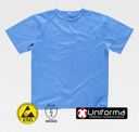 Camiseta ESD Anti estática Disipativa con fibra de carbono para  disipar la carga electroestática, de color azul celeste, personalizable con logo de empresa en uniforma  - TS6090