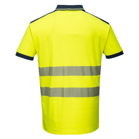 Polo reflectante alta visibilidad amarillo y marino con algodón  - PT180