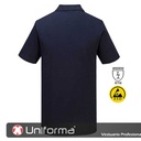 Polo de trabajo Azul marino disipativo de la carga electroestática ESD Antiestático Azul marino con fibra de carbono conductora, de propiedades permanentes, personalizable con logo de empresa en uniforma - PAS21