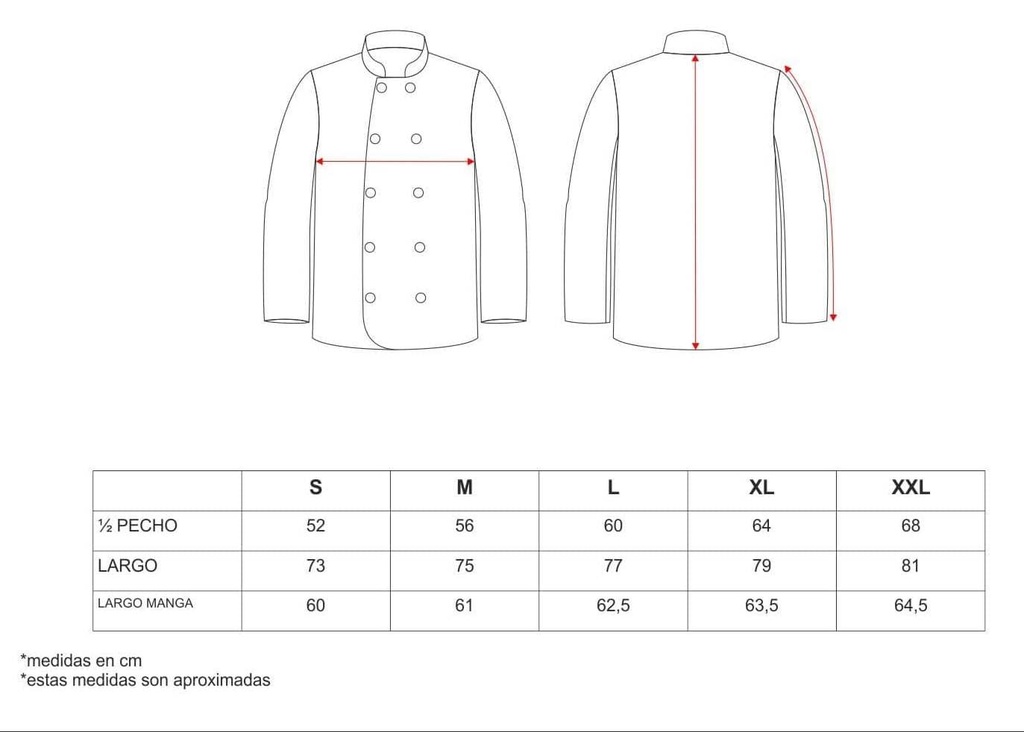 Chaqueta Cocina Blanca Manga larga - TB9002