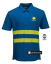 Polo de trabajo azul royal WX3 con detalle de Color y Reflectante - PT720 para empresas personalizable con logo y bandas amarillas de alta visibilidad segmentadas en uniforma