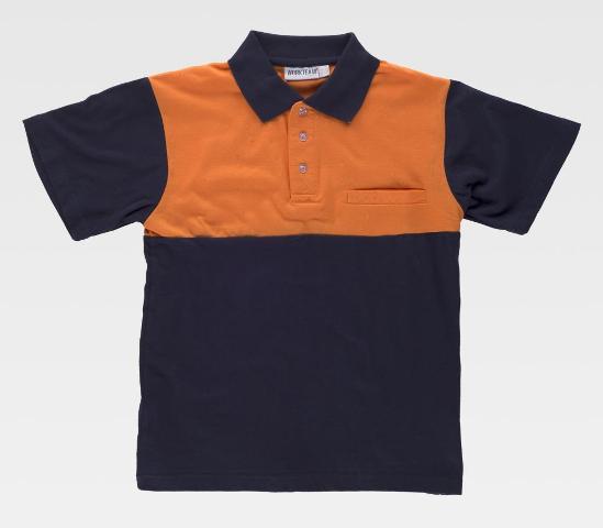 Polo de trabajo de alta visibilidad en algodón 100% Naranja y marino, personalizable para empresas  -TC3840