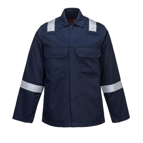 Chaqueta de trabajo resistente a la llama Ignífuga, para soldadores y  Soldadura contra Arco-Eléctrico de color azul marino  con bandas reflectantes para empresas - PBZ13