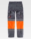 Pantalón de trabajo reflectante de Alta Visibilidad en tejido Elástico en color gris y naranja