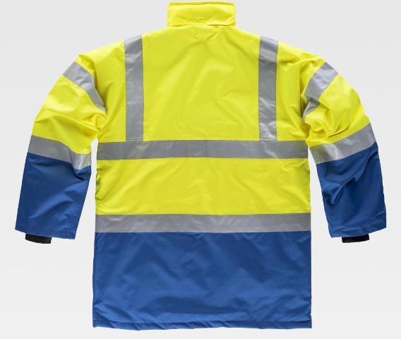 Chaquetón Parka Alta Visibilidad Clase 3 amarillo y azul con capucha - TC3711