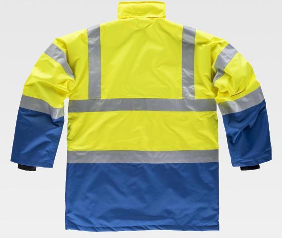 Chaqueta de trabajo tipo parka reflectante de alta visibilidad homologada para frío y lluvia personalizable para empresas en uniforma, de la marca workteam modelo C3711
