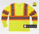 Camiseta Amarilla reflectante alta visibilidad Manga Larga Bandas Bicolor anchas del tipo noche y día TC3633