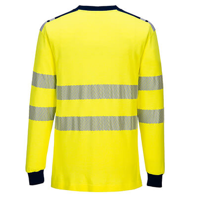 Camiseta Alta Visibilidad Ignífuga antiestática para arco eléctrico y zonas ATEX Bandas Segmentadas PFR701