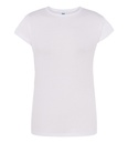 Camiseta Mujer Cuello Redondo entallada de color blanco personalizable para empresas en uniforma - HK2034