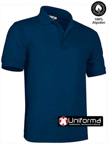 Polo de trabajo de color azul marino navy oscuro de algodón personalizable para empresas con serigrafía rotulación o bordado en uniforma - VL4800