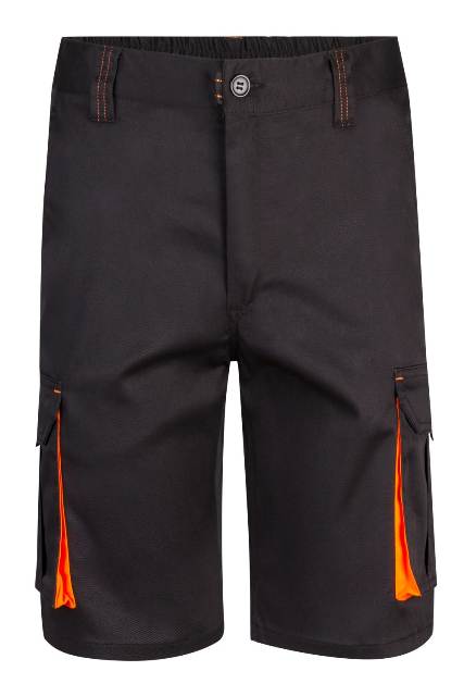 Pantalón de trabajo tipo Bermuda en tejido Elástico de color negro y naranja  - V103010S