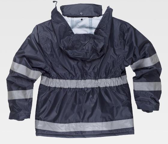Parka chaquetón de trabajo Impermeable Capucha Bandas Reflectantes de visibilidad realzada en uniforma personalizable para empresas - TS1008