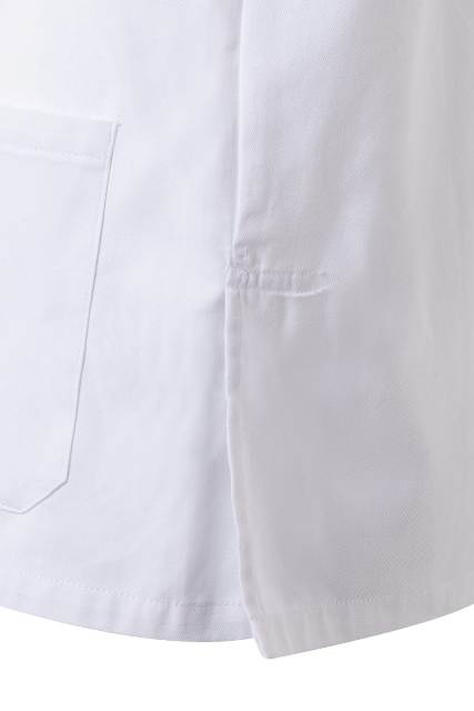 Casaca Cuello Pico blanca de manga corta Algodón 100% para sanidad, enfermería o empresas de servicios, en uniforma, personalizable para empresas - V535205