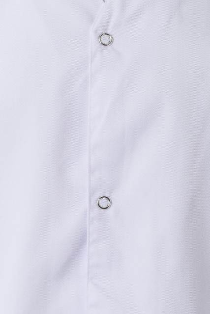 Casaca cuello pico blanca cierre de botones centrales automaticos para sanidad , lñimpieza o empresas de servicios en uniforma, personalizable para empresas V535201