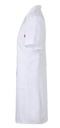 Bata de mujer de Manga Corta blanca con cierre de botones centrales y tres bolsillos frontales en uniforma personalizable para empresas  - V539003