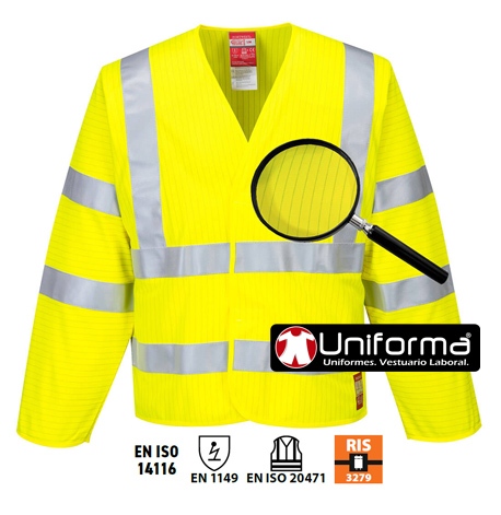 Chaqueta de Alta Visibilidad antiestática  Ignífuga resistente a la llama de coloa amarillo - PFR85