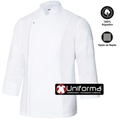 Chaqueta de cocina blanca de algodón egipcio con espalda en tejido técnico transpirable - V405204