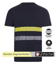 Camiseta Azul marino de 100% Algodón con Bandas y cintas de Alta Visibilidad y bandas reflectantes segmentadas cómodas, ligeras, personalizables con logo de empresa en uniforma  UN103