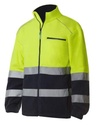 Chaqueta tipo polar con cierre de cremallera completa reflectante de alta visibilidad modelo fit que sienta bien, holgado, de calidad superior, personalizable para empresas en uniforma, de color amarillo y marino, marca monza