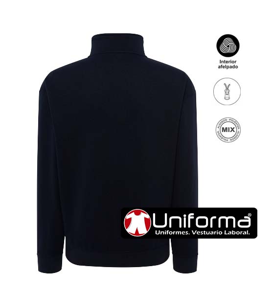 Sudadera de trabajo Azul Marino de Media Cremallera cuello alto contra el frío, interior cálido gamuzado, personalizable con logo de empresa en uniforma - HK6032