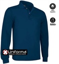 Polo Manga Larga de color azul marino con Bolsillo 100% Algodón personalizable para empresas en uniforma - VL1015