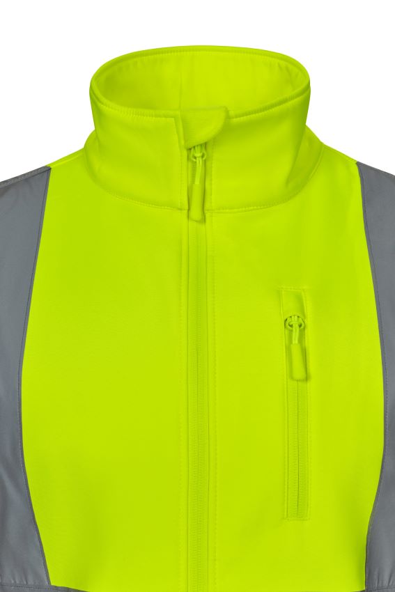 Chaleco de trabajo tipo Soft Shell reflectante de Alta visibilidad clase 2 cortavientos personalizable con logo de empresa en uniforma - V305905