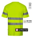 Camiseta de trabajo de Alta Visibilidad amarilla reflectante con tejido His Vis Cotton con Algodón por dentro en contacto con la piel, personalizable con logo de empresa en uniforma - V305612
