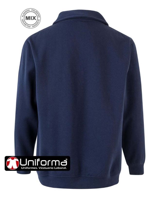 Sudadera de trabajo de Media Cremallera con Cuello Alto para el frío, en tejido de felpa gamuzada para aumentar la sensación de calidez y la retención térmica, personalizable con logo de empresas y bandas reflectantes en uniforma.net - V105702