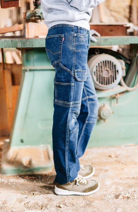 Pantalón de trabajo vaquero en tejido elástico multibolsillos de gran calidad diseño ajustado moderno en uniforma