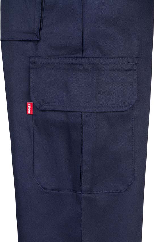 Pantalón de trabajo Multi bolsillos, con bolsillos laterales de cargo con cierre de tapeta y fuelles, con cintura elástica, económicos básicos, personalizable con logo de empresa en uniforma.net  - V345