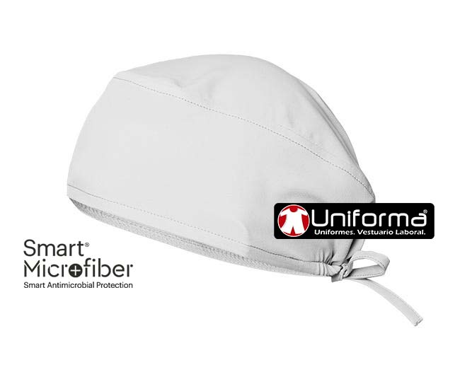 Bandana gorro Sanitario tipo pirata en tejido de  Microfibra Anti-bacterias smart Microfiber anti-bacterias, para enfermeras, clínicas, personal sanitario y sercivios, de color blanco, personalizable con logo de empresa en uniforma.net V534007-