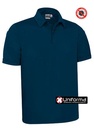 Polo de trabajo de color azul marino en Tejido Técnico transpirable de secado rápido con acabado anti bacterias para evitar los malos olores y la proliferación de hongos y humedad, personalizable con logos de empresa en uniforma - VL1432