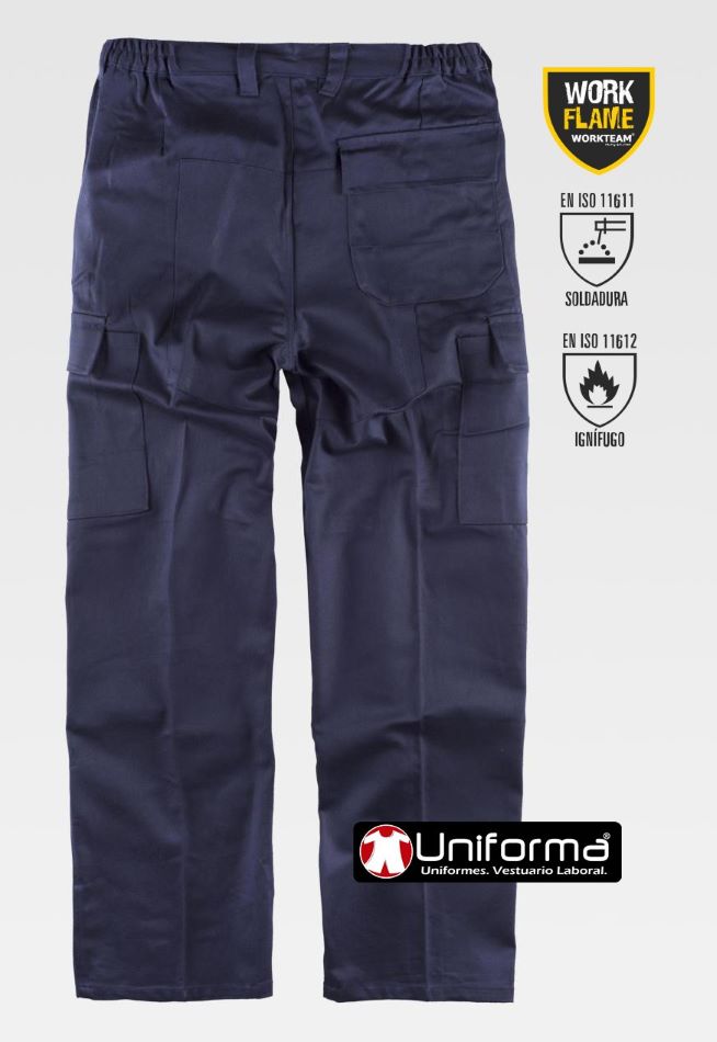 Pantalón de trabajo de color azul marino Ignífugo resistente a la llama y a la soldadura para Soldador personalizable en uniforma con logo de empresa- TB1490