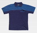 Polo de trabajo Combinado Bicolor azul de manga corta con bolsillo en el pecho, personalizable con logo de empresa en uniforma  - TWF1855