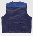 Chaleco de trabajo tipo Safari Combinado bicolor multi bolsillos den tejido de sarga con cierre de cremallera, personalizable con logo de empresa en uniforma - TWF1854