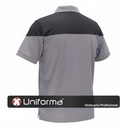 Polo de trabajo Gris en tejido técnico fresco transpirable y resistente en micro piqué micro perforado para mejorar la transpirabilidad, de diseño bicolor, personalizable con logo de empresa en uniforma  -TWF2616