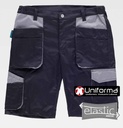 Pantalón corto tipo bermuda de trabajo en tejido cómodo elástico de diseño bicolor, con bolsillos de cargo, personalizable con logo de empresa en Uniforma