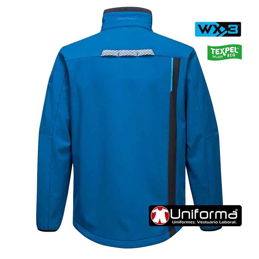 Chaqueta de trabajo roja tipo Softshell de alta calidad, de tres capas, acabado anti manchas, de diseño Bicolor, impermeable y transpirable, de diseño moderno y actual, personalizable con logo de empresa en uniforma - PT750