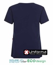Camisola casaca Sanitaria de color Azul Marino en tejido de Microfibra Elástica, pijama sanitario elástico de tacto suave tipo melocotón de micro fibra anti manchas, y anti olores hidrofugada personalizable con logo de empresa en uniforma  - V535221S
