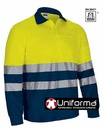 Polo reflectante de alta visibilidad Térmico de Manga Larga, de color amarillo y marino, con bolsillo en el pecho, y cuello a contraste, con puños elásticos, personalizable con logo de empresa en Uniforma - VL2633